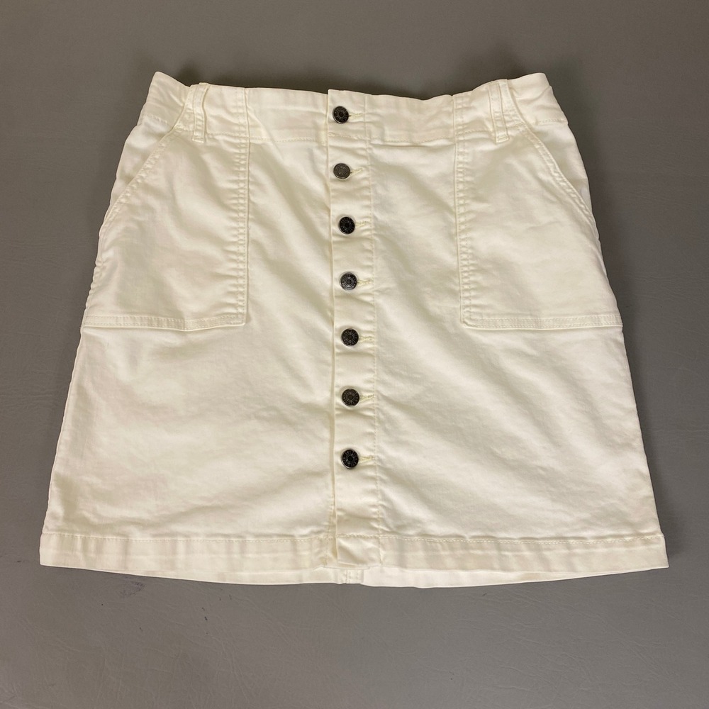 KUT from the Kloth Journee Utility Mini Skirt Size 12 White Button Front Denim